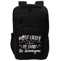 Most Likely To Start Shenanigans Funny Christmas Impact Tech Backpack