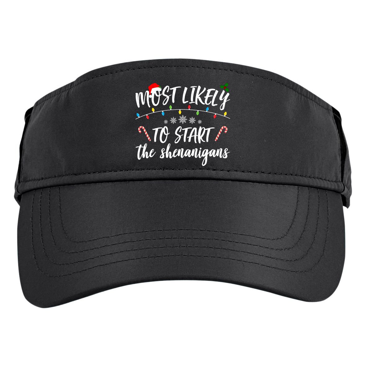 Most Likely To Start Shenanigans Funny Christmas Adult Drive Performance Visor