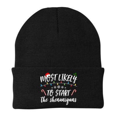 Most Likely To Start Shenanigans Funny Christmas Beanie
