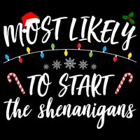 Most Likely To Start Shenanigans Funny Christmas 16 in Basic Backpack