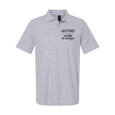 Most Likely To Start Shenanigans Funny Christmas Polo