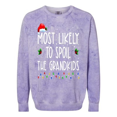 Most Likely To Spoil The Grand Funny Christmas Grandma Colorblast Crewneck Sweatshirt