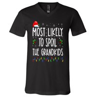 Most Likely To Spoil The Grand Funny Christmas Grandma V-Neck T-Shirt