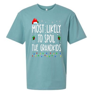 Most Likely To Spoil The Grand Funny Christmas Grandma Sueded Cloud Jersey T-Shirt