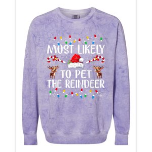 Most Likely To Pet The Reindeer Colorblast Crewneck Sweatshirt