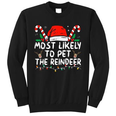 Most Likely To Pet The Reindeer Funny Christmas Sweatshirt