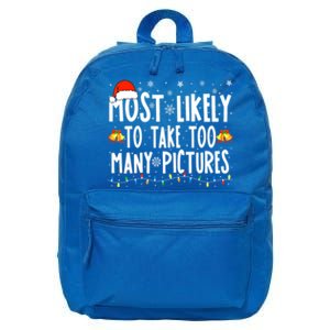 Most Likely To Take Too Y Pictures Funny Christmas Gift 16 in Basic Backpack