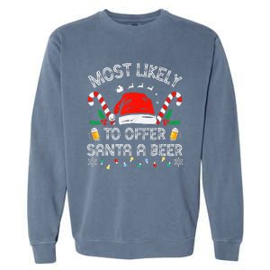 Most Likely To Offer Santa a Beer Family Matching Garment-Dyed Sweatshirt