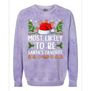 Most Likely To Be SantaS Favorite Family Christmas Pajamas Colorblast Crewneck Sweatshirt