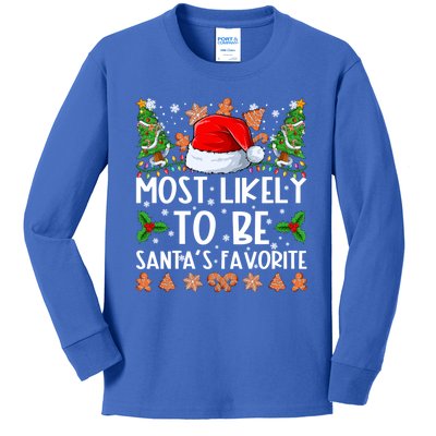 Most Likely To Be SantaS Favorite Family Christmas Pajamas Kids Long Sleeve Shirt