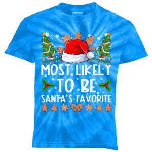 Most Likely To Be SantaS Favorite Family Christmas Pajamas Kids Tie-Dye T-Shirt