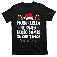 Most Likely To Play Video Games On Christmas Xmas Light Kids T-Shirt