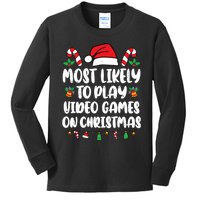 Most Likely To Play Video Games On Christmas Xmas Light Kids Kids Long Sleeve Shirt