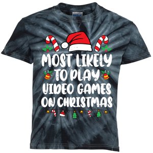 Most Likely To Play Video Games On Christmas Xmas Light Kids Kids Tie-Dye T-Shirt