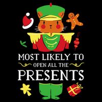 Most Likely To Open All The Presents Funny Christmas Cat Santa Impact Tech Backpack
