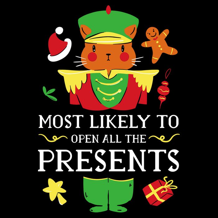 Most Likely To Open All The Presents Funny Christmas Cat Santa Impact Tech Backpack