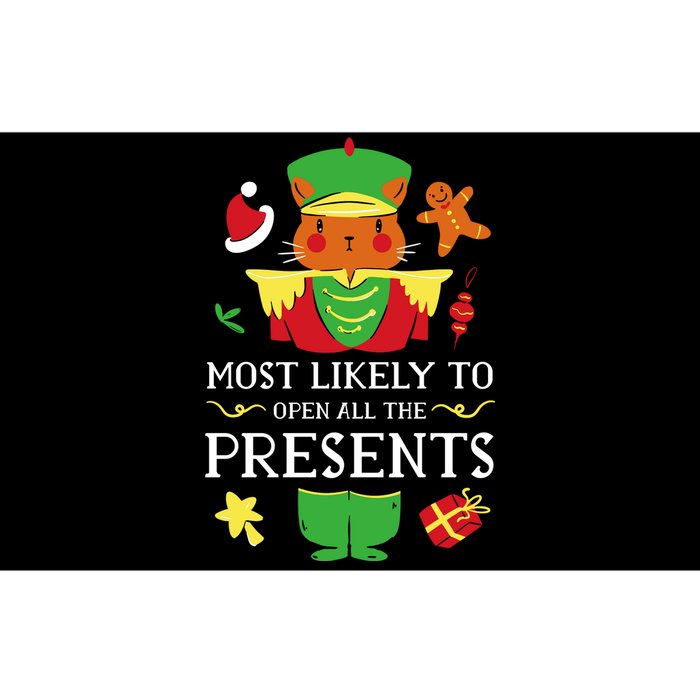 Most Likely To Open All The Presents Funny Christmas Cat Santa Bumper Sticker