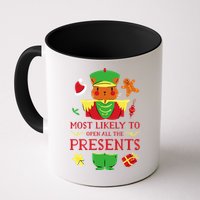 Most Likely To Open All The Presents Funny Christmas Cat Santa Mug