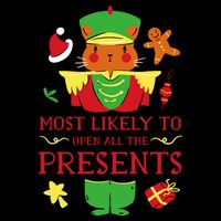 Most Likely To Open All The Presents Funny Christmas Cat Santa Mug