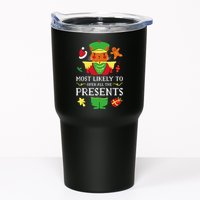 Most Likely To Open All The Presents Funny Christmas Cat Santa Tumbler