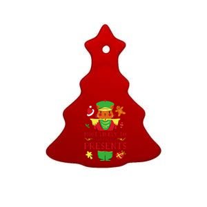 Most Likely To Open All The Presents Funny Christmas Cat Santa Ceramic Tree Ornament