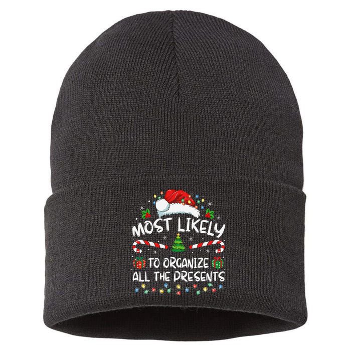 Most Likely To Organize All The Presents Family Christmas Sustainable Knit Beanie