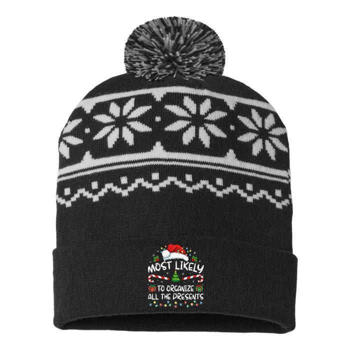 Most Likely To Organize All The Presents Family Christmas USA-Made Snowflake Beanie