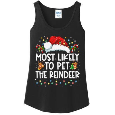 Most Likely To Pet The Reindeer Funny Christmas Gift Ladies Essential Tank