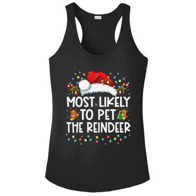 Most Likely To Pet The Reindeer Funny Christmas Gift Ladies PosiCharge Competitor Racerback Tank