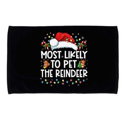 Most Likely To Pet The Reindeer Funny Christmas Gift Microfiber Hand Towel