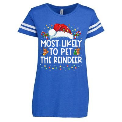 Most Likely To Pet The Reindeer Funny Christmas Gift Enza Ladies Jersey Football T-Shirt