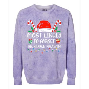 Most Likely To Forget The Hidden Presents Family Christmas Colorblast Crewneck Sweatshirt