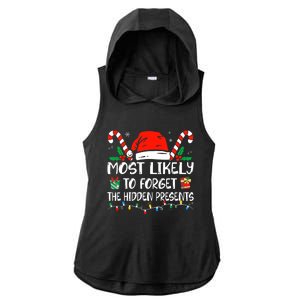 Most Likely To Forget The Hidden Presents Family Christmas Ladies PosiCharge Tri-Blend Wicking Draft Hoodie Tank