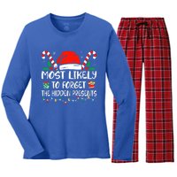 Most Likely To Forget The Hidden Presents Family Christmas Women's Long Sleeve Flannel Pajama Set 