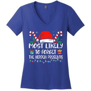 Most Likely To Forget The Hidden Presents Family Christmas Women's V-Neck T-Shirt