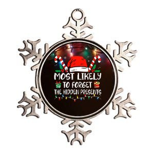 Most Likely To Forget The Hidden Presents Family Christmas Metallic Star Ornament