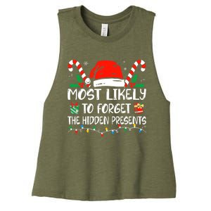 Most Likely To Forget The Hidden Presents Family Christmas Women's Racerback Cropped Tank