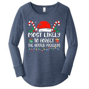 Most Likely To Forget The Hidden Presents Family Christmas Women's Perfect Tri Tunic Long Sleeve Shirt