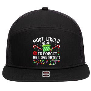 Most Likely To Forget The Hidden Presents xmas  7 Panel Mesh Trucker Snapback Hat