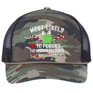 Most Likely To Forget The Hidden Presents xmas  Retro Rope Trucker Hat Cap