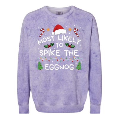 Most Likely To Spike The Eggnog Christmas Family Matching Colorblast Crewneck Sweatshirt