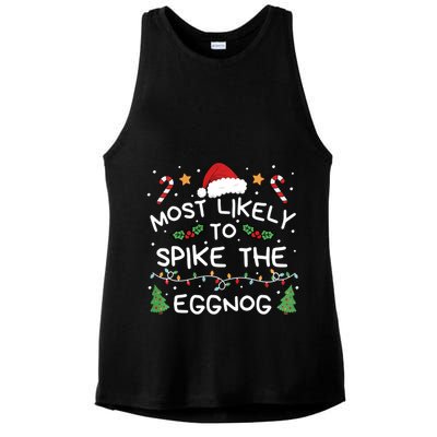 Most Likely To Spike The Eggnog Christmas Family Matching Ladies PosiCharge Tri-Blend Wicking Tank
