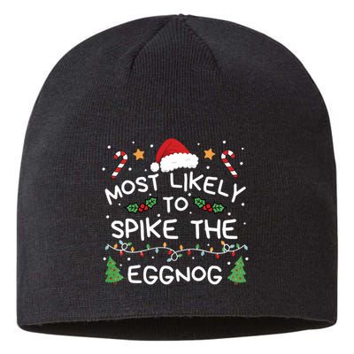 Most Likely To Spike The Eggnog Christmas Family Matching Sustainable Beanie