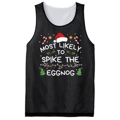 Most Likely To Spike The Eggnog Christmas Family Matching Mesh Reversible Basketball Jersey Tank