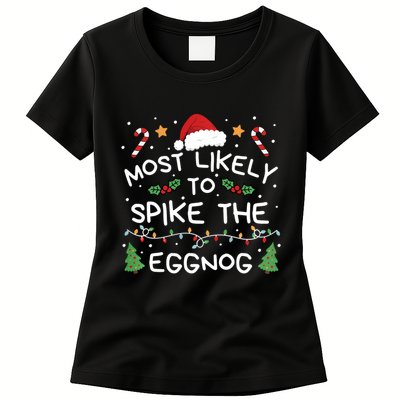 Most Likely To Spike The Eggnog Christmas Family Matching Womens T-Shirt