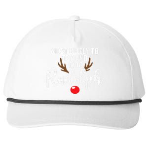 Most Likely To Try Ride Rudolph Funny Couples Christmas Snapback Five-Panel Rope Hat