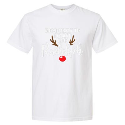 Most Likely To Try Ride Rudolph Funny Couples Christmas Garment-Dyed Heavyweight T-Shirt