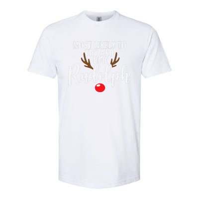 Most Likely To Try Ride Rudolph Funny Couples Christmas Softstyle CVC T-Shirt