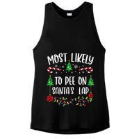 Most Likely To Pee On SantaS Lap Funny Christmas Family Matching Cute Christm Ladies PosiCharge Tri-Blend Wicking Tank