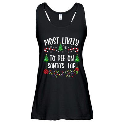 Most Likely To Pee On SantaS Lap Funny Christmas Family Matching Cute Christm Ladies Essential Flowy Tank